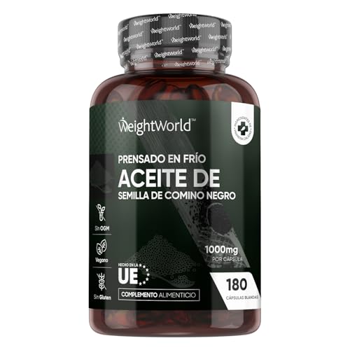 Aceite de Comino Negro Prensado en Frío 1000mg - 180 Cápsulas Blandas Veganas de Nigella Sativa Natural para 6 Meses de Suministro - Sin Gluten y Sin OGM