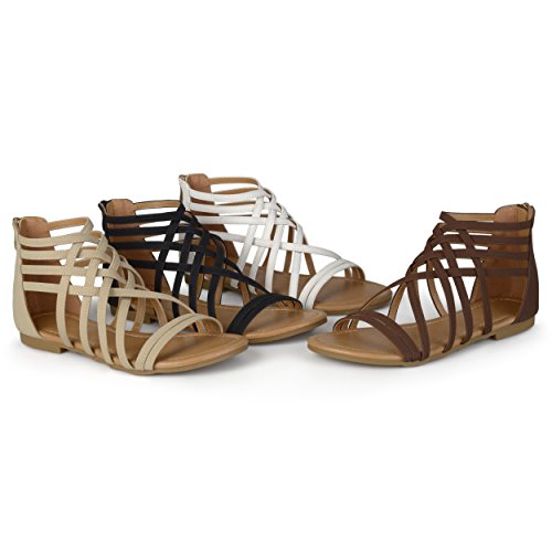 Journee Collection Womens Hanni Flat Gladiator Sandal Caged Multi-Strap Design Medium And Wide Width, Black, 9 #TOP6