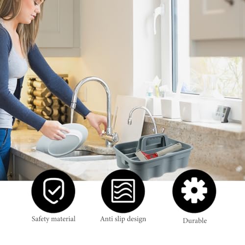 Miniatura 7 de Aboofan 1pieza Caja De Herramientas De Limpieza Multi Compartimentos Con Asa Moldeada Cesta Organizadora Para Utensilios De Limpieza Compacto Y Plano Para Estabilidad