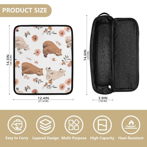 Chic Bears White 2-in-1 Curling Iron Travel Case with Removable Heat Resistant Mat Curling Iron Travel Holder Storage Bag for Flat Iron Hot Tools and Haircare Accessories Women Essentials Storage miniatura 4