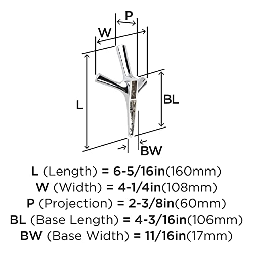 Image of Amerock Kodiak Triple Prong Polished Chrome Wall-Mounted Hook