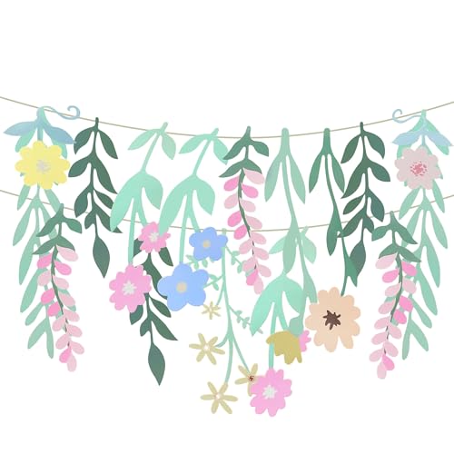 LaVenty Guirnalda de Flores banderola de Fiesta de Flores de Primavera Papel Flores Silvestres Decoracion de Fiesta banderola Floral para Pared cumpleaños Primavera Jardin Boda Decoracion