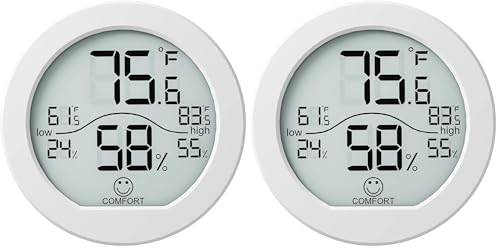 Image of SECRUI Digital Hygrometer Thermometer for Room Temperature Humidity Meter Indoor Thermometer Accuracy Calibration LCD Temperature Sensor with Maximum and Minimum Records, TH1, White (Pack of 2)