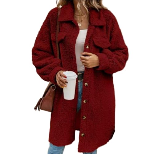 Manteau d'hiver boutonne en peluche NYSDM veste chaude et confortable pour femme