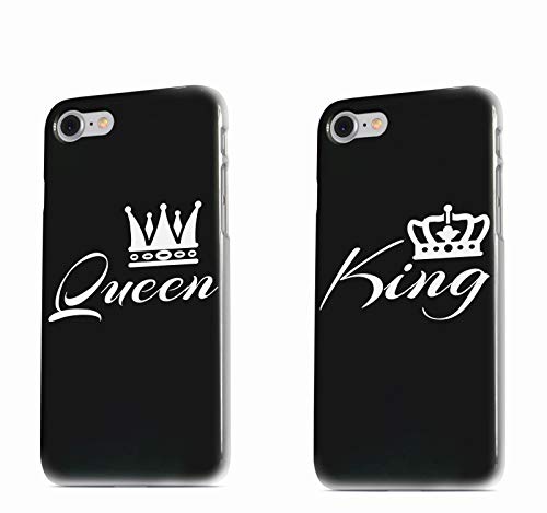 Coppia Cover fidanzati Love King Queen Personalizzata con iniziali Nome Data Anniversario Festa Amore Compleanno Tumblr Smartphone Custodia per Tutti Modelli Apple iPhone Samsung Huawei Idea Regalo 1