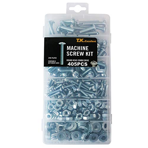 T.K.Excellent Machine Screw and Hex Nut and Flat Washer #8-32 to #1/4-20 Phillips-Slotted