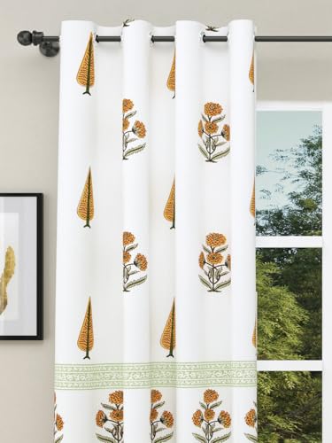 Image of BLOCKS OF INDIA Hand Block Printed Cotton Daylight Curtains with Eyelets |
