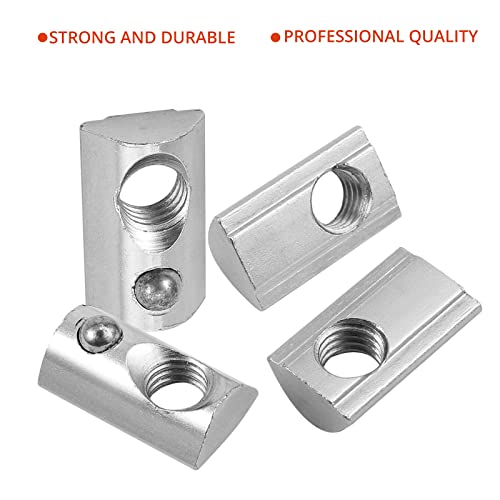 GETLITOOL 100x Nutensteine mit Zentrierung Kugel M6 Nutmuttern, Aluprofil 3030 Nut 8 einschwenkbar Hammermutter mit Kugel schwer Typ I, Stahl verzinkt für Euro-Standard 3030 3060 Aluminium Profilen