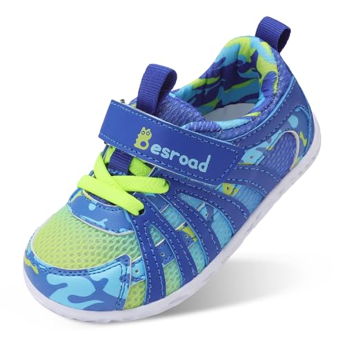 Image of Besroad Toddler Shoes Boys Girls Barefoot Sneakers Kids Breathable Walking Shoes Lightweight Strap Non-Slip Sole Tennis Shoes