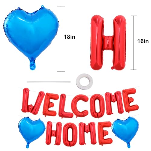 Image of TONIFUL 16 Inch Red WELCOME HOME Foil Letter Balloons Banner Decorations