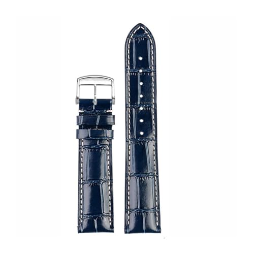 VDFNGFD Correa de reloj compatible con Longines L2 L3 L4 Masters COLLECTION Correa de reloj Pulsera Correa de piel de vacuno 19 mm 20 mm 21 mm(Blue pin clasp,21mm)