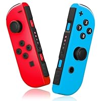 Wireless Controller for Switch Controller Compatible with Switch/Lite/OLED, Replacement Switch Controllers with Dual Vibration/Motion Control/Screenshot/Wake-up Function, Red/Blue