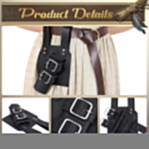 Image of GORGECRAFT Brown Sword Holster PU Leather Medieval Retro Dagger Adjustable Protective Cover Case Shoulder Back Sheath Bu