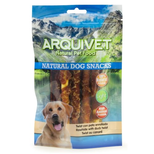 Arquivet Twist Ente Roll, Natürliche Snacks für Hunde, 100% natürlich und frisch, Reich an Eiweiß und fettarm, 13 cm, 100 g