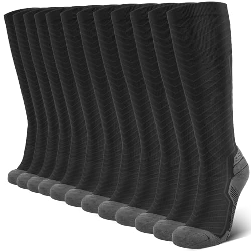 Compression Socks for Men & Women (2/4/6 Pairs) 20-30 mmHg Graduated Compression Knee High for Running, Athletic