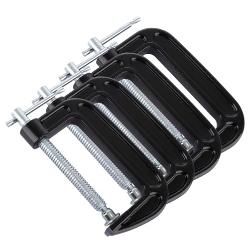 WOPPLXY 4 PCS G Clamp 4inch 150mm Steel G-Clamps Heavy Duty Industrial Strength C Clamp for Woodwork Welding and Building