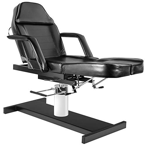 Activeshop 210C Pedi Kosmetikliege Massageliege Massagetisch Massagestuhl Schwarz bis 150 kg belastbar Premium-PU-Leder 180 x 63 x (64-80) cm (L x W x H)