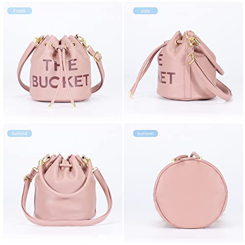 Image of JQAliMOVV Mini Leather Bucket Bags for Women Drawstring Bucket Purse Crossbody Handbags Hobo Bag