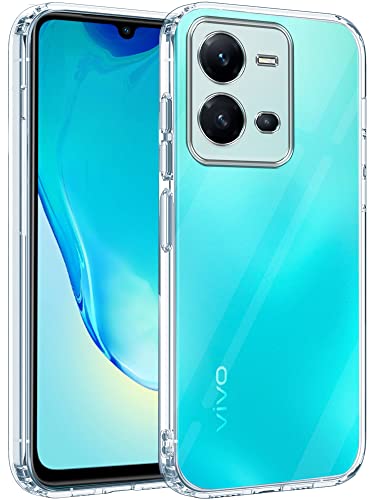 Image of Jkobi Back Cover Case for Vivo V25 5G (Silicone Crystal Clear | Pure Camera Protection | Soft and Flexible for Charger and Headphone sockets | Shockproof Bumpers | Transparent)