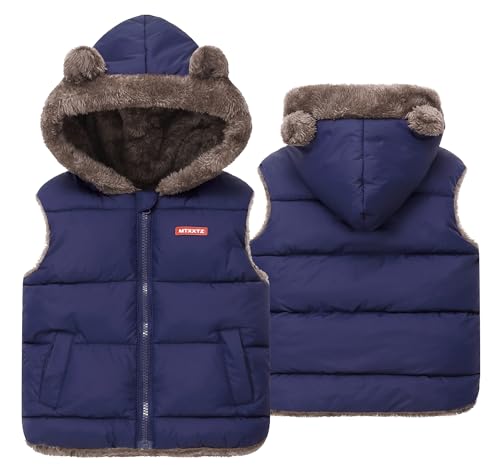 AIEOE Niños Chaqueta de Plumas Sin Mangas Chaleco con Capucha Chaqueta Invierno Abrigos Reversible Chaqueta 4-5 Años Azul