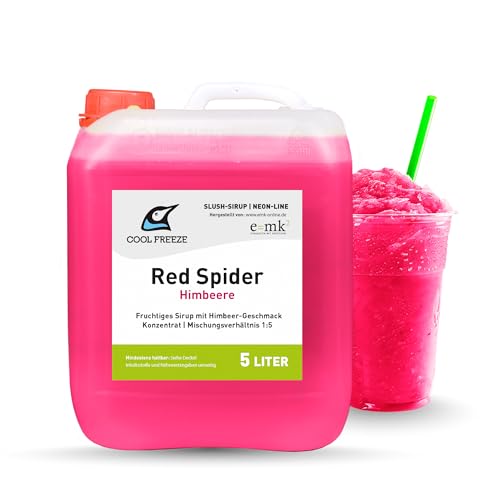 Slush Eis Sirup | Red Spider Himbeere | Konzentrat 1:5 | 5 Liter Kanister | Glycerin Frei | geeignet für Ninja Slushy Maschine | Premium-Qualität direkt vom Hersteller