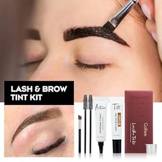 Eyebrow Color Kit, Professional Formula Eyelash and Brow Color Kit with Complete Tools for Salon Or at Home Use, Natural Ingredients Long Lasting Safe & Easy to Use - Brown