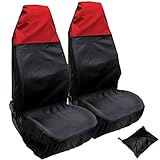 Skyour - Set di 2 coprisedili per auto, impermeabili, antipolvere, per auto, meccanici, cameriere, riparazione carrozzeria (rosso)