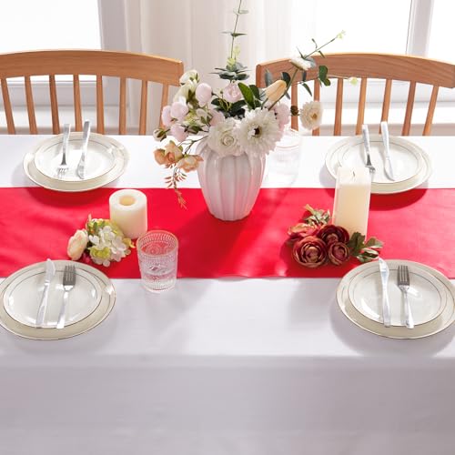 Chemin de table en satin rouge lot de 5 pour éviter les tables de fête vides et tristes - 5