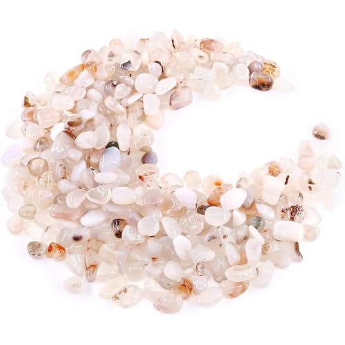 Image of WAYBER Natural Tumbled Agate Quartz Decorative Pebbles, 1 Lb Off-White | Lustrous Polished Finish, Rich Long-Lasting Hues, Toxin-Free Material, Perfect for DIY Crafts & Home Decor