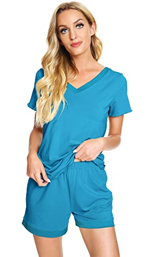 Image of WiWi Viscose from Bamboo Pajamas Set for Women Super Soft Short Sleeve Cooling Summer Plus Size Pjs Sets Sleepwear S-4X
