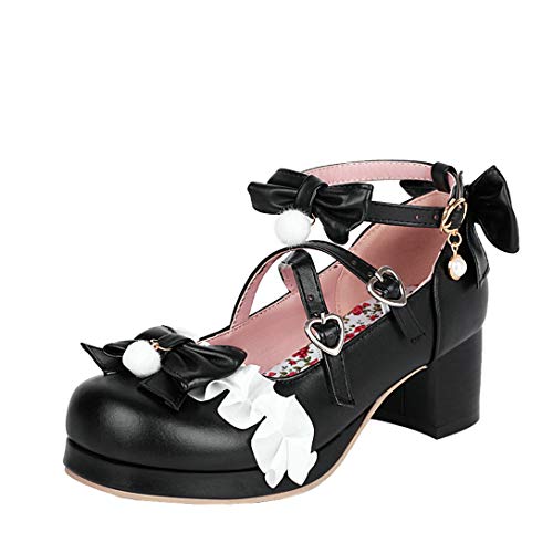 Alsoloveu Womens Lolita Shoes Platform Mary Janes Chunky Heel Ankle Strap Round Toe Dress Sweet Shoes