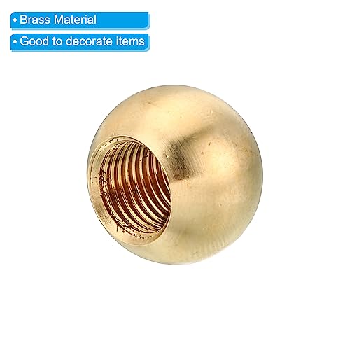 Image of PATIKIL M10x1 17.5mm Thread Lamp Finials Cap Knob, 2 Pack Brass Ball Lamp Decoration Screw Caps Threaded for Furniture Lighting Lamps