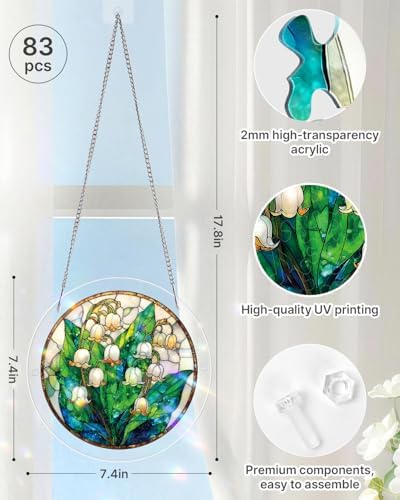 Kaayeewood Acrylic Puzzle for Adult, Colorful Secret Lily Valley Sun Catchers Window Hanging Panel 83 Pieces Puzzle SunCatchers for Home Decor Birthday Women Men Mom 7.36 in — view 2