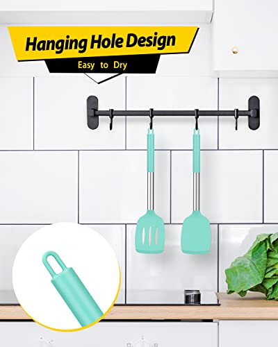 Image of Pack of 2 Silicone Solid Turner,Non Stick Slotted Kitchen Spatulas,High Heat Resistant BPA Free Cooking Utensils,Ideal Cookware for Fish,Eggs,Pancakes