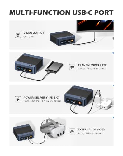 Image of BOSGAME E7 Mini PC, Intel Core 3 100U 16GB DDR4 512GB PCIe SSD | 6C /8T, up to 4.7GHz, Wi-Fi 6 / BT 5.2 / Dual RJ45 LAN, Win 11 Pro 4K Triple Display Mini Computers for Office /Home