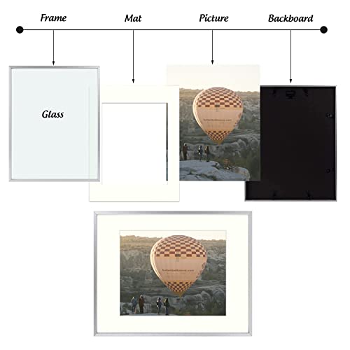 Space Art Deco, 11X14 Picture Frame Set Of 3, Display Pictures 8X10 With Mat Or 11X14 Without Mat, Wall Mounting Gallery Photo Frames, Silver #TOP4