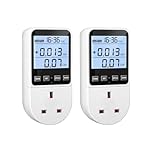 2 Pack Power Usage Monitor with LCD Backlight - Energy Meter with 8 Modes & Overload Sound Alarm - Socket KWH Amp Volt Watt Plug