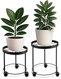 US Original Indoor Plant Stand with Wheels, (2 Sizes) Metal Rolling Flower Pot Risers for Potted Plants (12' & 10' Diameter)