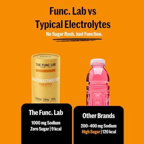 Image of The Func. Lab Daily Electrolytes -Salty Pineapple | 15 Sachets | Instant Hydration Powder with Sodium, Potassium, Magnesium | Sugar-Free, No Preservatives | Instant Energy, Performance & Recovery Drink