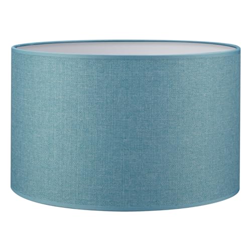 home sweet home collection Lampenschirm rund | Canvas | Stofflampenschirm | Textilschirm | Baumwolleschirm | Für E27 Fassung | Durchmesser 35cm Höhe 21cm | Blau | Für alle Innenraumen IP20