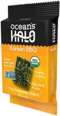 Ocean's Halo Organic Korean BBQ Seaweed Snack, Gluten Free & Vegan Healthy Snack, Pack of 12 x 4 g