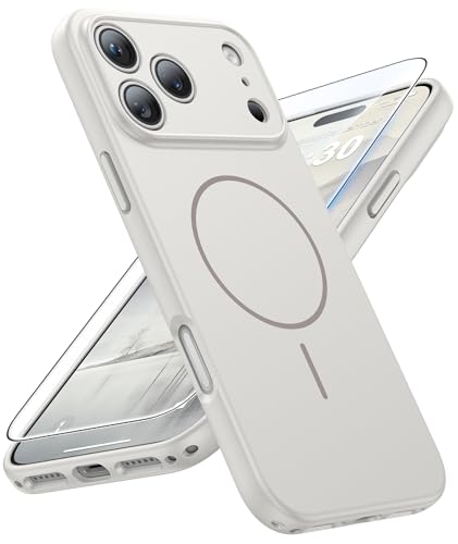 Image of FNTCASE for iPhone 17 Pro Case: [Compatible with Magsafe] Solid Matte 17 Pro Cases White with [Screen Protector] [Full Camera Protection] Military Grade Shockproof Protective Phone Cover, 6.3 inch