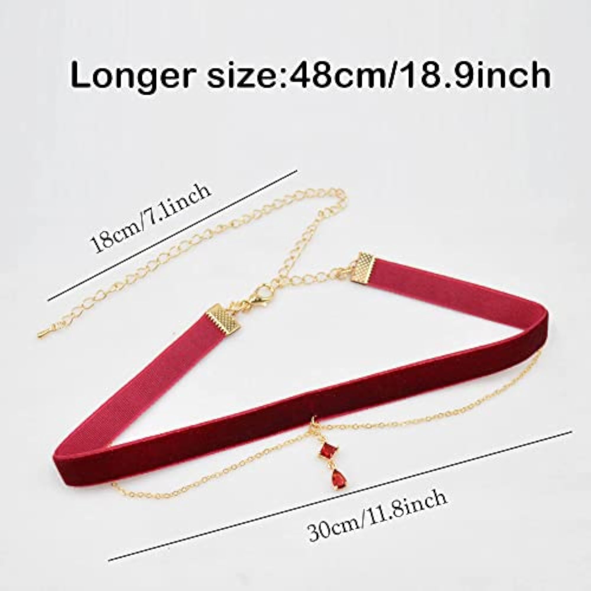 Women's Black Velvet Red Pendant Choker Necklace, Gothic Style