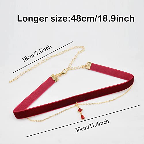 MOMOCAT Black Velvet Red Pendant Choker Necklace for Women Gothic Lace Chokers Necklace Witch Bride Vampire Accessories Aesthetic kawaii Jewelry for Women Teen Girls3