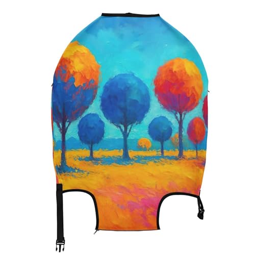 Joisal Prints Luggage Protector Suitcase Cover Cute Elastic Colorful Trees Blue Orange Vacation Essentials Suitcase Sleeve, M, Fits 22-24 Inch Case2