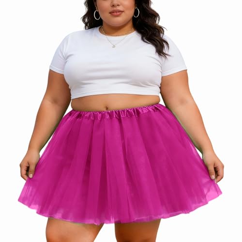 UAREBST Plus Size Tutu Skirt Lining Adult Tutu Ballet Skirt (US Alpha XX-Large Plus Regular Rose Red)