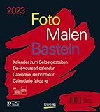 Foto-Malen-Basteln Bastelkalender schwarz 2023: Fotokalender zum Selbstgestalten. Do-it-yourself Kalender mit festem Fotokarton. Format: 21,5 x 24 cm