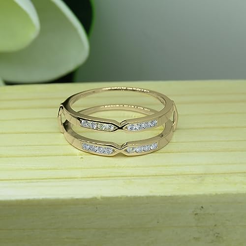 Dazzlingrock Collection Round Lab Grown White Diamond Double Arrow Solitaire Wrap Enhancer Guard Wedding Band for Her (0.22 ctw, Color H-I, Clarity SI2) in Solid Gold4