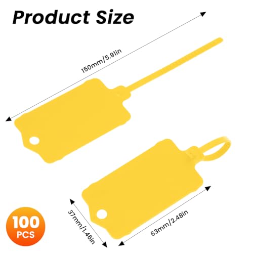 Flintronic 100 Stück Kunststoff-Versandetiketten, Strapazierfähige und Beschreibbare, Wiederverwendbar Versandanhänger, Wasserdichte versandetiketten für Ausrüstung, Autoteile, Zubehör, Teile(Gelb)