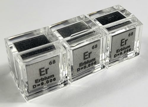Image of 0.39 inch 10mm Erbium Metal Cube Er up to 99.9% Pure Periodic Table Element Engraved Density Collection Science Education Display Block Cube + Acrylic Case Box - 1PC